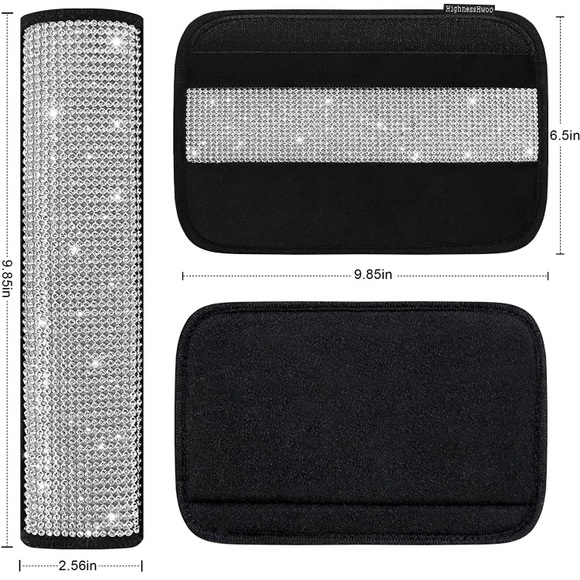 2 Bling Rhinestone Seatbelt Covers - Picture 3 of 8